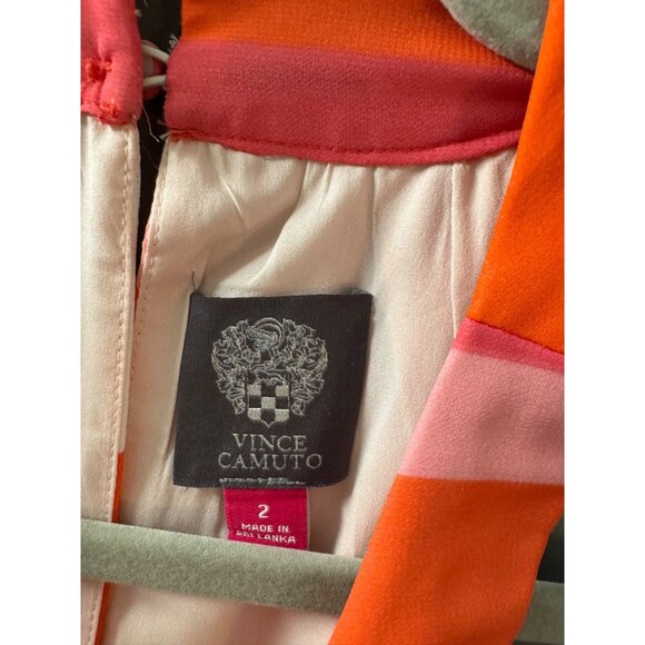 Vince Camuto Colorblock Pleated Halter Maxi Dress Size 2 Multicolor Pink/Orange/ - Picture 2 of 10